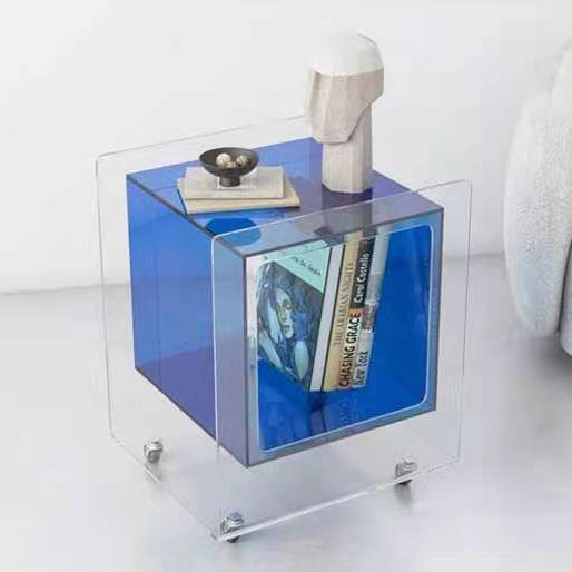 Modern Minimalist Rectangle Square Removable Glass Acrylic End Table 1-Tier For Living Room