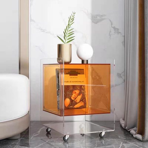 Modern Minimalist Rectangle Square Removable Glass Acrylic End Table 1-Tier For Living Room - Image 13