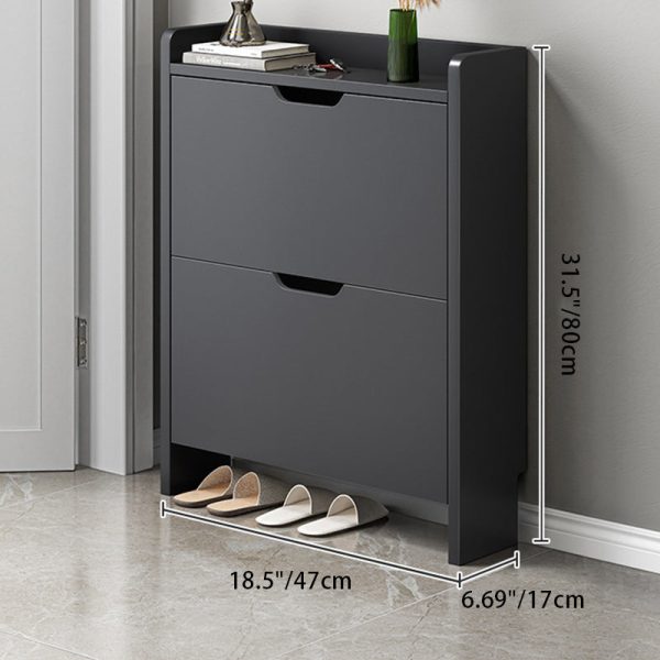 Modern Minimalist Rectangular MDF Metal Shoe Storage 2/3 Drawer Tipping Bucket For Entryways - Image 6
