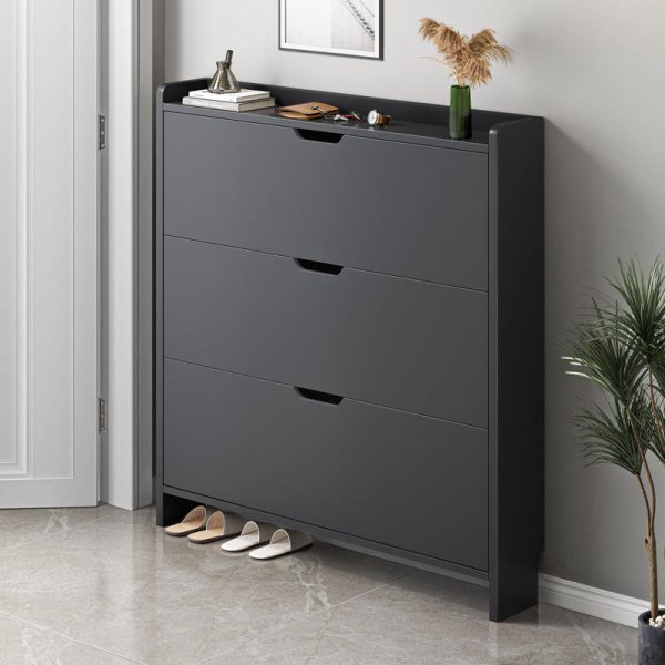 Modern Minimalist Rectangular MDF Metal Shoe Storage 2/3 Drawer Tipping Bucket For Entryways