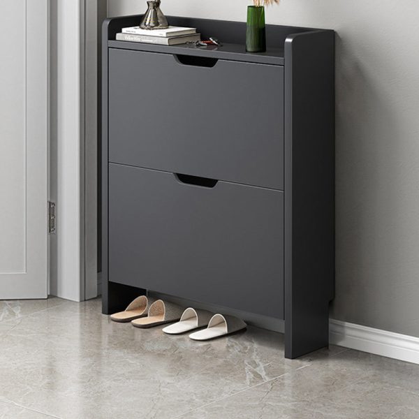 Modern Minimalist Rectangular MDF Metal Shoe Storage 2/3 Drawer Tipping Bucket For Entryways - Image 3