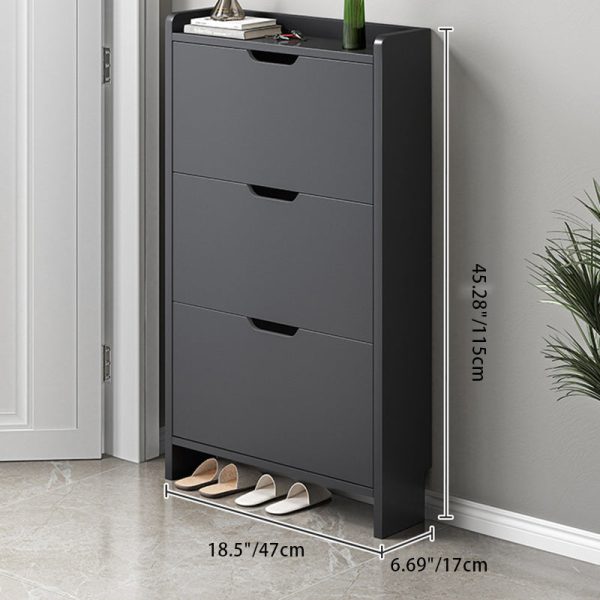 Modern Minimalist Rectangular MDF Metal Shoe Storage 2/3 Drawer Tipping Bucket For Entryways - Image 7