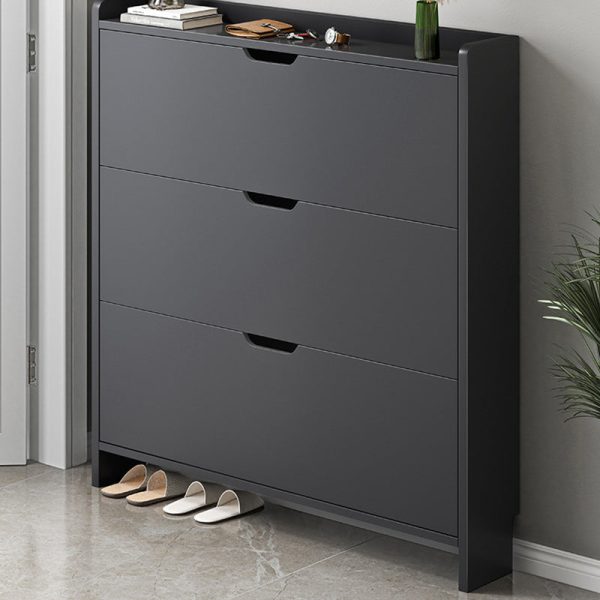 Modern Minimalist Rectangular MDF Metal Shoe Storage 2/3 Drawer Tipping Bucket For Entryways - Image 5