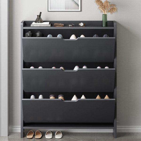 Modern Minimalist Rectangular MDF Metal Shoe Storage 2/3 Drawer Tipping Bucket For Entryways - Image 18