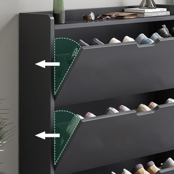 Modern Minimalist Rectangular MDF Metal Shoe Storage 2/3 Drawer Tipping Bucket For Entryways - Image 15