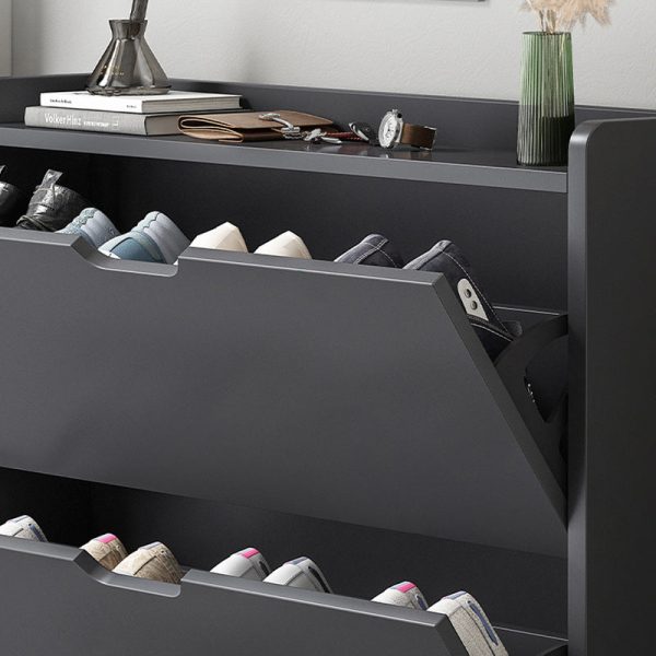 Modern Minimalist Rectangular MDF Metal Shoe Storage 2/3 Drawer Tipping Bucket For Entryways - Image 17