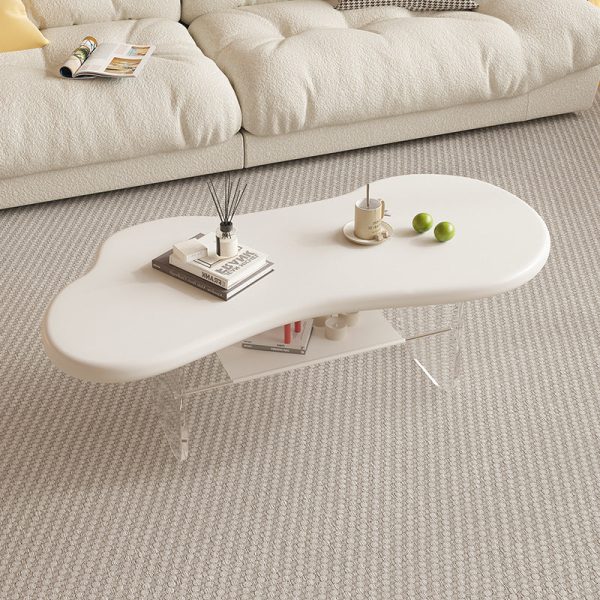 Modern Minimalist Cloud Elliptical Plate Acrylic Leather Coffee Table 2-Tier For Living Room - Image 16