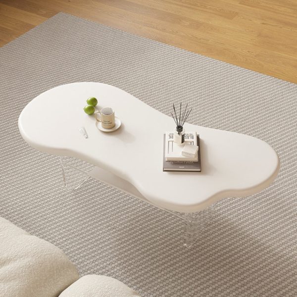 Modern Minimalist Cloud Elliptical Plate Acrylic Leather Coffee Table 2-Tier For Living Room - Image 13