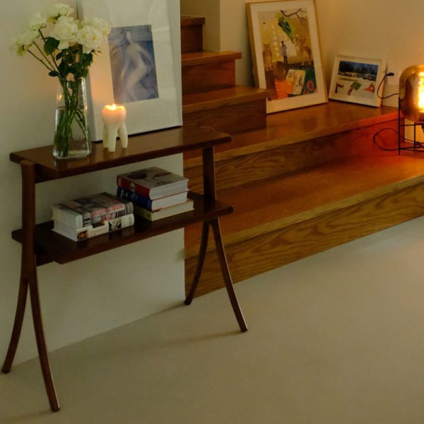 Contemporary Retro Rectangular Y-Shape Frame Solid Wood Iron Side Table 2-Tier For Living Room - Image 30