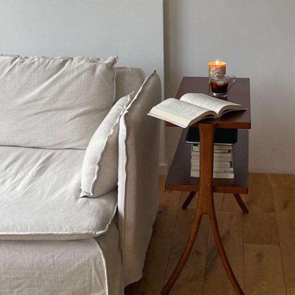 Contemporary Retro Rectangular Y-Shape Frame Solid Wood Iron Side Table 2-Tier For Living Room - Image 31