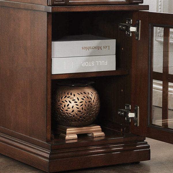 Contemporary Retro Rectangular Rubber Wood Fiberboard Metal Side Table 1-Drawer Cabinet For Bedroom - Image 11
