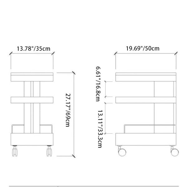 Modern Minimalist Rectangular Walnut Steel ABS Side Table 3-Tier Movable For Living Room - Image 7