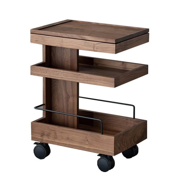 Modern Minimalist Rectangular Walnut Steel ABS Side Table 3-Tier Movable For Living Room - Image 18