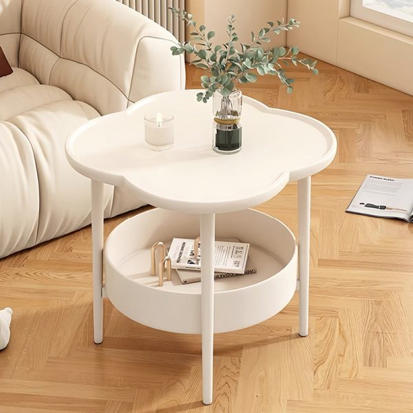 Contemporary Scandinavian Round Steel Plastic End Table 2-Tier For Living Room - Image 20