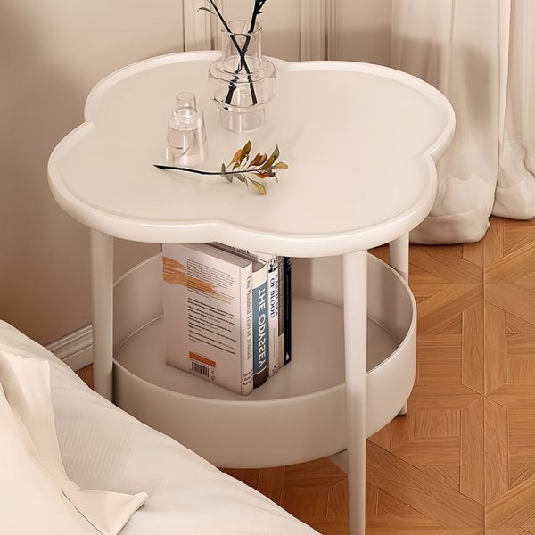Contemporary Scandinavian Round Steel Plastic End Table 2-Tier For Living Room - Image 9