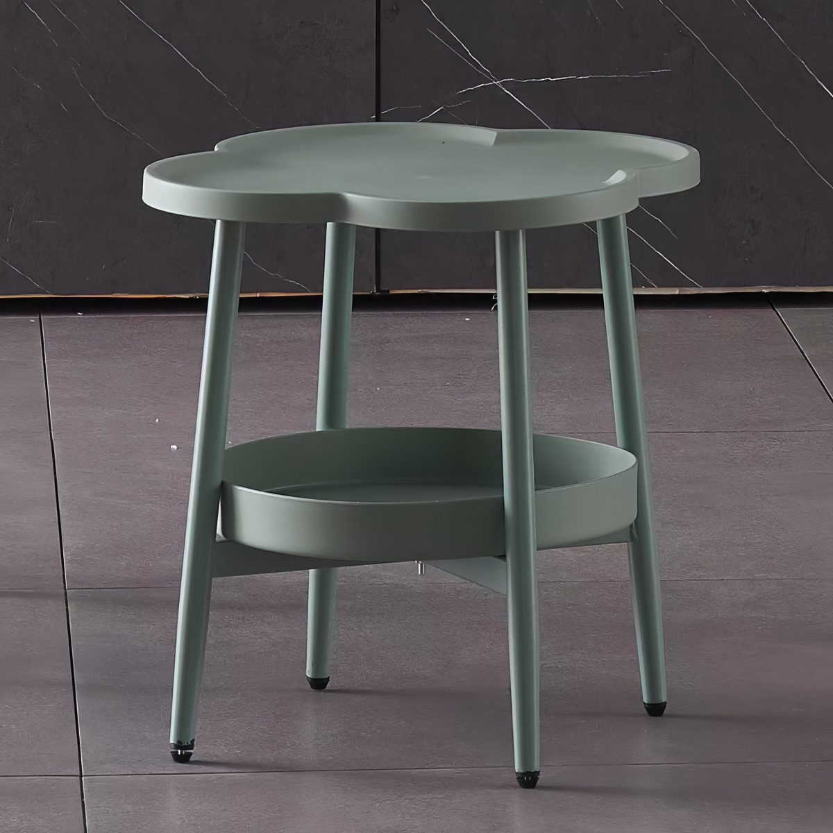 Contemporary Scandinavian Round Steel Plastic End Table 2-Tier For Living Room - Image 10