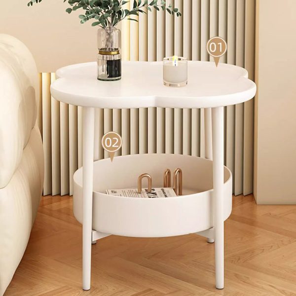 Contemporary Scandinavian Round Steel Plastic End Table 2-Tier For Living Room - Image 11