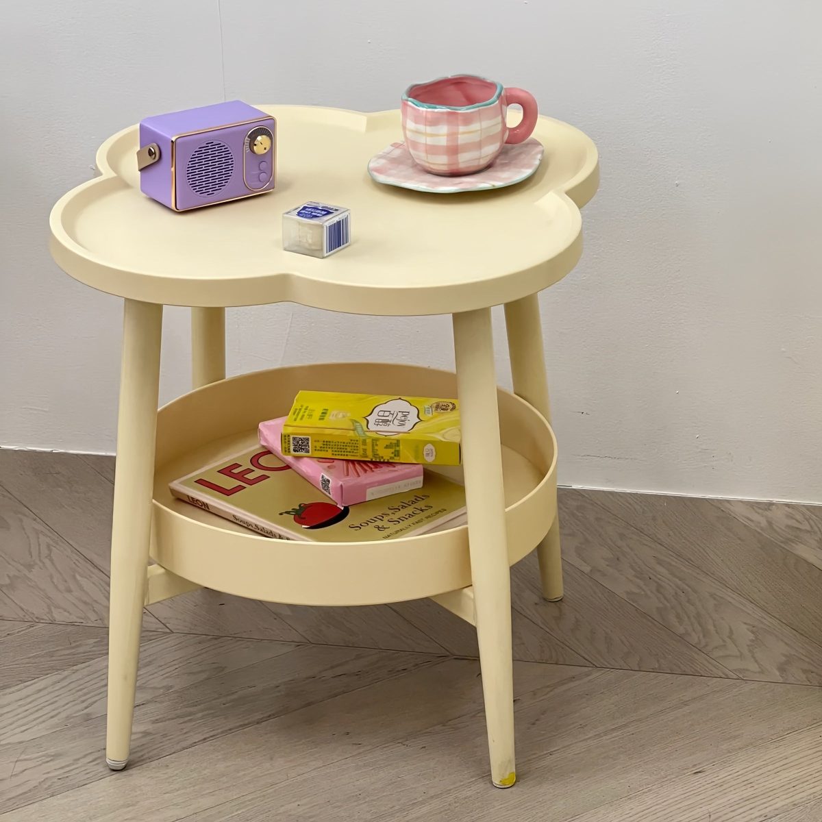 Contemporary Scandinavian Round Steel Plastic End Table 2-Tier For Living Room - Image 15