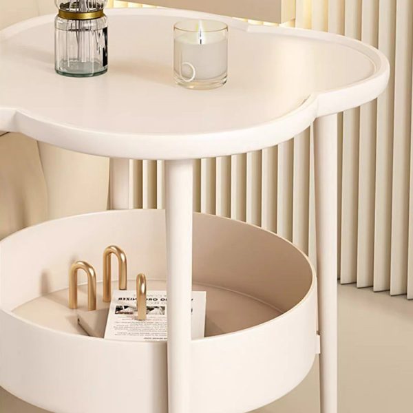 Contemporary Scandinavian Round Steel Plastic End Table 2-Tier For Living Room - Image 6