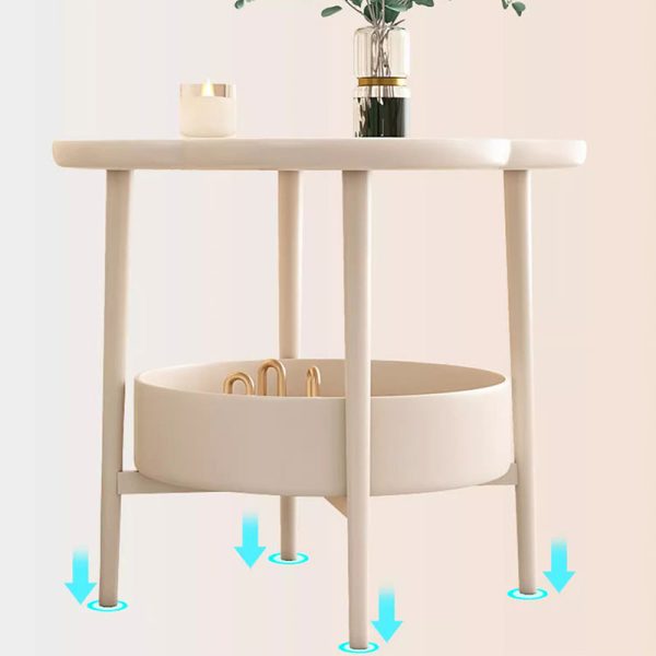 Contemporary Scandinavian Round Steel Plastic End Table 2-Tier For Living Room - Image 8
