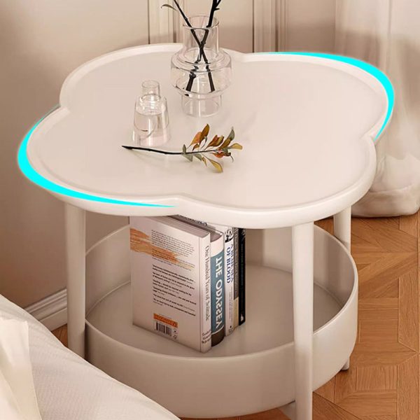 Contemporary Scandinavian Round Steel Plastic End Table 2-Tier For Living Room - Image 16