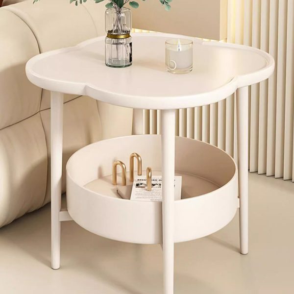 Contemporary Scandinavian Round Steel Plastic End Table 2-Tier For Living Room - Image 17