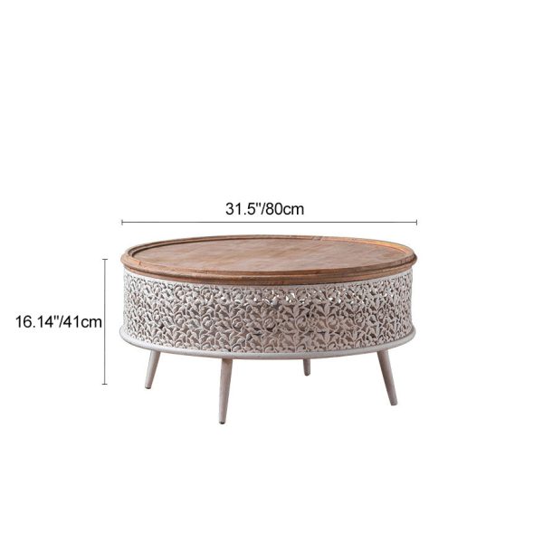 Traditional French Pattern Mesh Cylinder Pine Iron Side Table 1 - Tier For Living Room - Image 6
