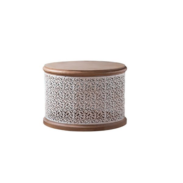 Traditional French Pattern Mesh Cylinder Pine Iron Side Table 1 - Tier For Living Room - Image 19