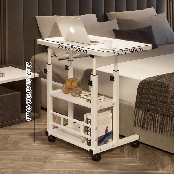 Modern Minimalist Rectangular Wood Iron End Table 3-Tier Height Adjustable For Study - Image 4