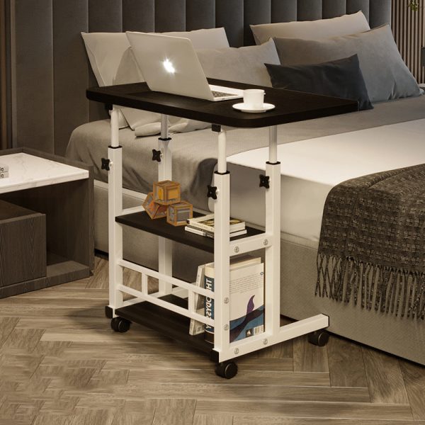 Modern Minimalist Rectangular Wood Iron End Table 3-Tier Height Adjustable For Study - Image 2