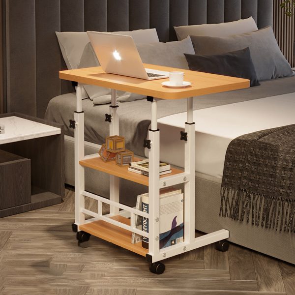 Modern Minimalist Rectangular Wood Iron End Table 3-Tier Height Adjustable For Study - Image 3