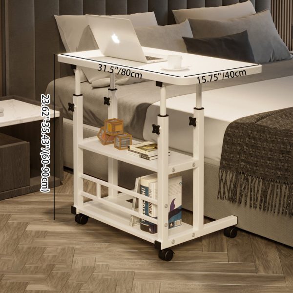 Modern Minimalist Rectangular Wood Iron End Table 3-Tier Height Adjustable For Study - Image 5