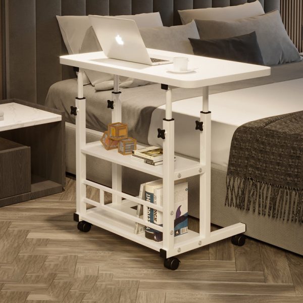 Modern Minimalist Rectangular Wood Iron End Table 3-Tier Height Adjustable For Study - Image 10