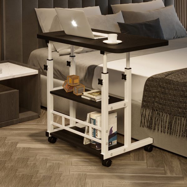 Modern Minimalist Rectangular Wood Iron End Table 3-Tier Height Adjustable For Study - Image 11