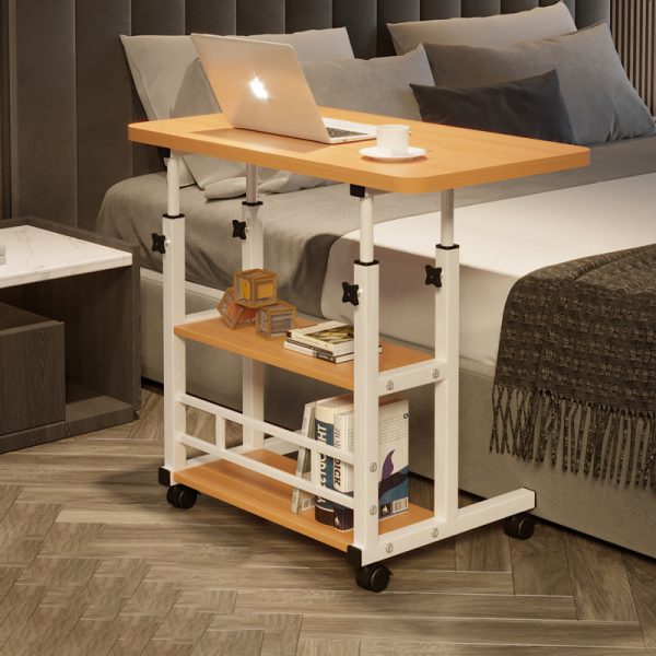 Modern Minimalist Rectangular Wood Iron End Table 3-Tier Height Adjustable For Study - Image 12
