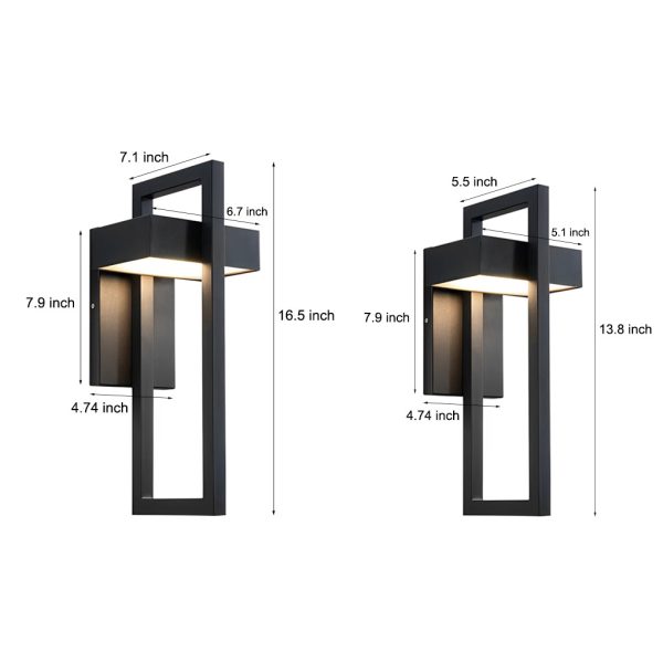 Rectangular Minimalist LED Waterproof Black Modern Outdoor Wall Lamp - Image 11