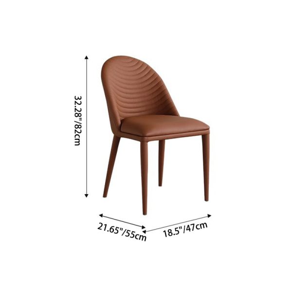 Contemporary Nordic Rectangular Arched Striped Backrest Leather Carbon Steel Dining Chair For Dining Room - Image 4