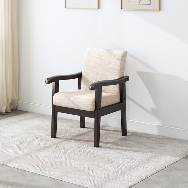 Modern Simplicity Rubber Wood Cotton And Linen Fabric Sponge Square Accent Chair & Table Set For Living Room - Image 6