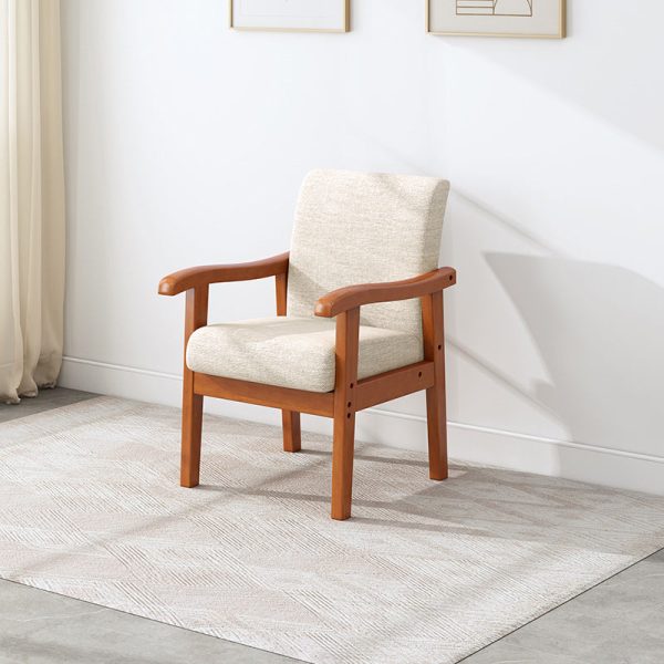 Modern Simplicity Rubber Wood Cotton And Linen Fabric Sponge Square Accent Chair & Table Set For Living Room - Image 4
