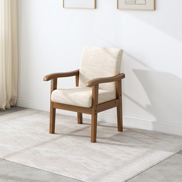 Modern Simplicity Rubber Wood Cotton And Linen Fabric Sponge Square Accent Chair & Table Set For Living Room - Image 7