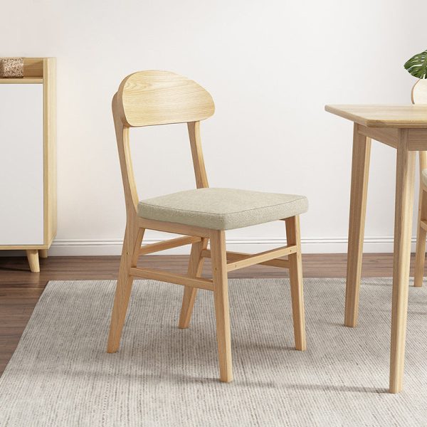 Contemporary Nordic Wood Sponge Square Elliptical Dining Chair Backrest For Dining Room - Image 3