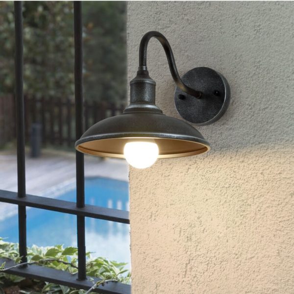 Retro Iron 1-Light Dome Outdoor Wall Lighting