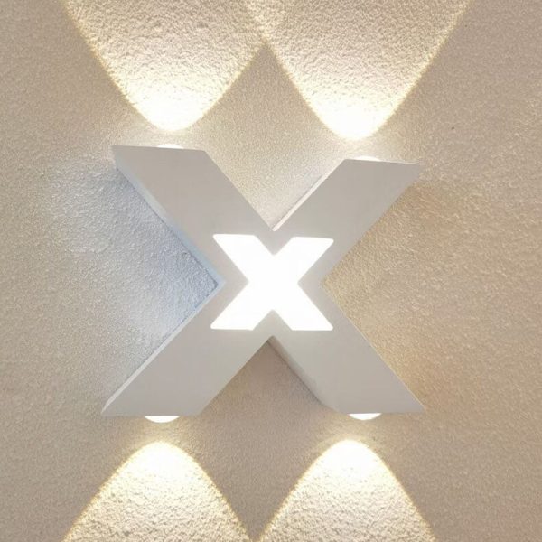 Modern Waterproof Letter X Shaped LED 4-Light Outdoor Wall Sconce Lamp - Image 6
