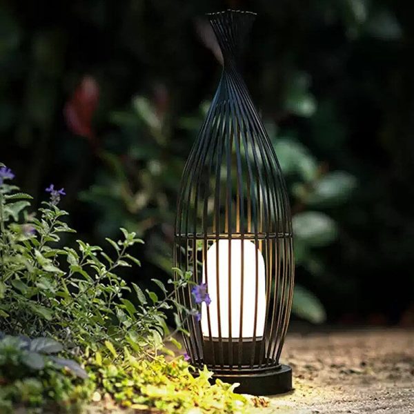 Retro Iron Oval Column Outdoor Waterproof 1-Light Standing Floor Lamp - Image 3