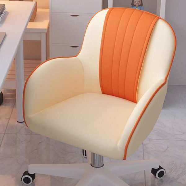 Contemporary Scandinavian Curve Square PU Leather Steel Nylon Desk Chair Backrest Arm For Home Office - Image 18