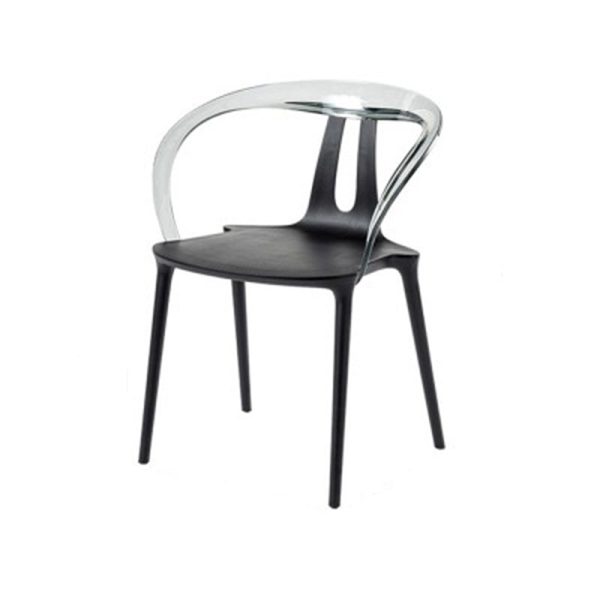 Modern Minimalist Curve Frame Plastic Dining Chair Backrest Armrest For Dining Room - Image 14