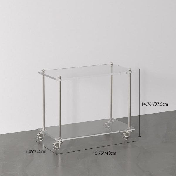 Contemporary Creative Rectangular Acrylic Steel Side Table 2/3-Tier For Living Room - Image 4