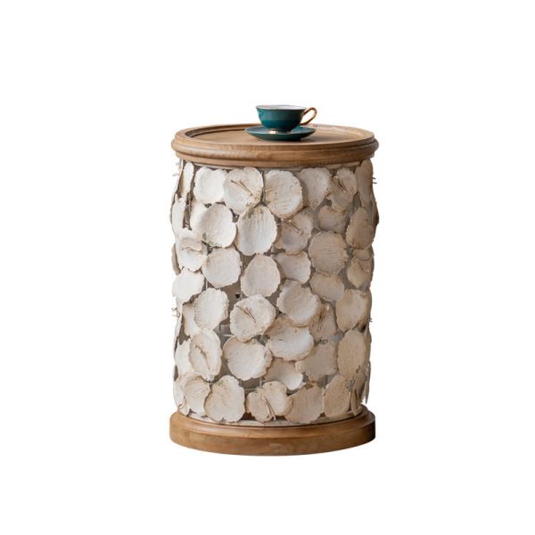 Modern Art Deco Round Petals Wood Iron Coffee Table 1-Tier For Living Room - Image 22