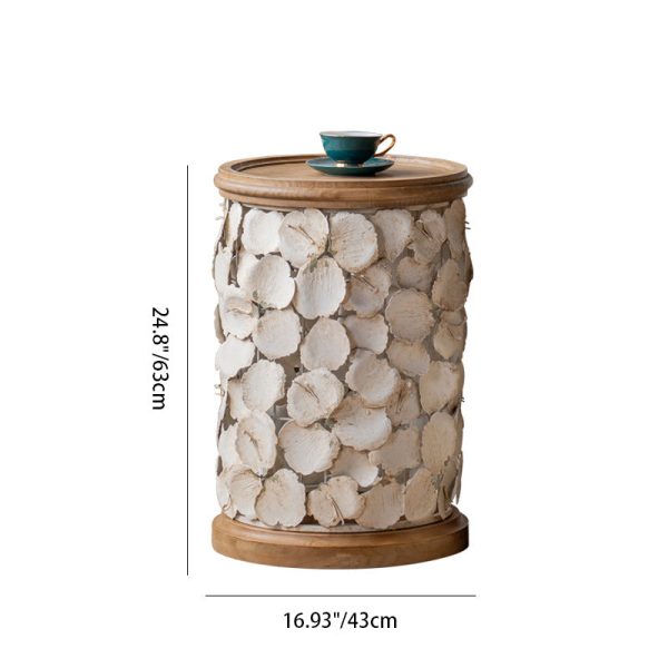 Modern Art Deco Round Petals Wood Iron Coffee Table 1-Tier For Living Room - Image 4