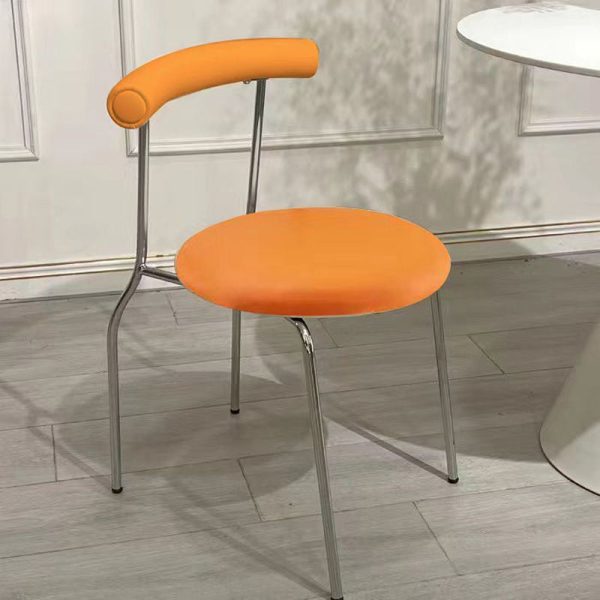 Contemporary Scandinavian Leather Metal Sponge Round Arc Dining Chair Backrest For Dining Room - Image 25